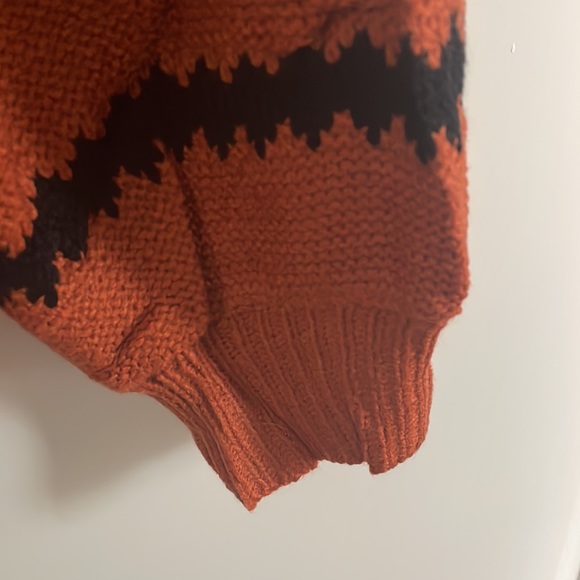 Angashion Womens Sweater - Orange With Stripes - Picture 7 of 7